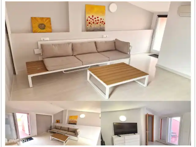 Comprar una penthouse en España, Costa Brava, Roses - Dúplex moderno 250m playa - centro  Ahora, este tercer dormitorio está amueblado como una zona de estar adicional en invierno, pero. Es una habitación completa con baño privado