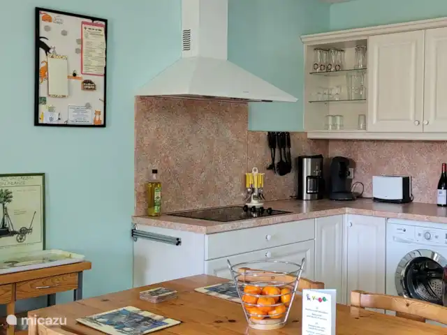 Acheter une villa | France, Charente, Écuras - Villa individuelle à Village le Chat La vaste cuisine entièrement équipée, avec plaques électriques, hotte aspirante, lave-linge, lave-vaisselle, four, réfrigérateur-congélateur, micro-ondes, Senseo et cafetière.