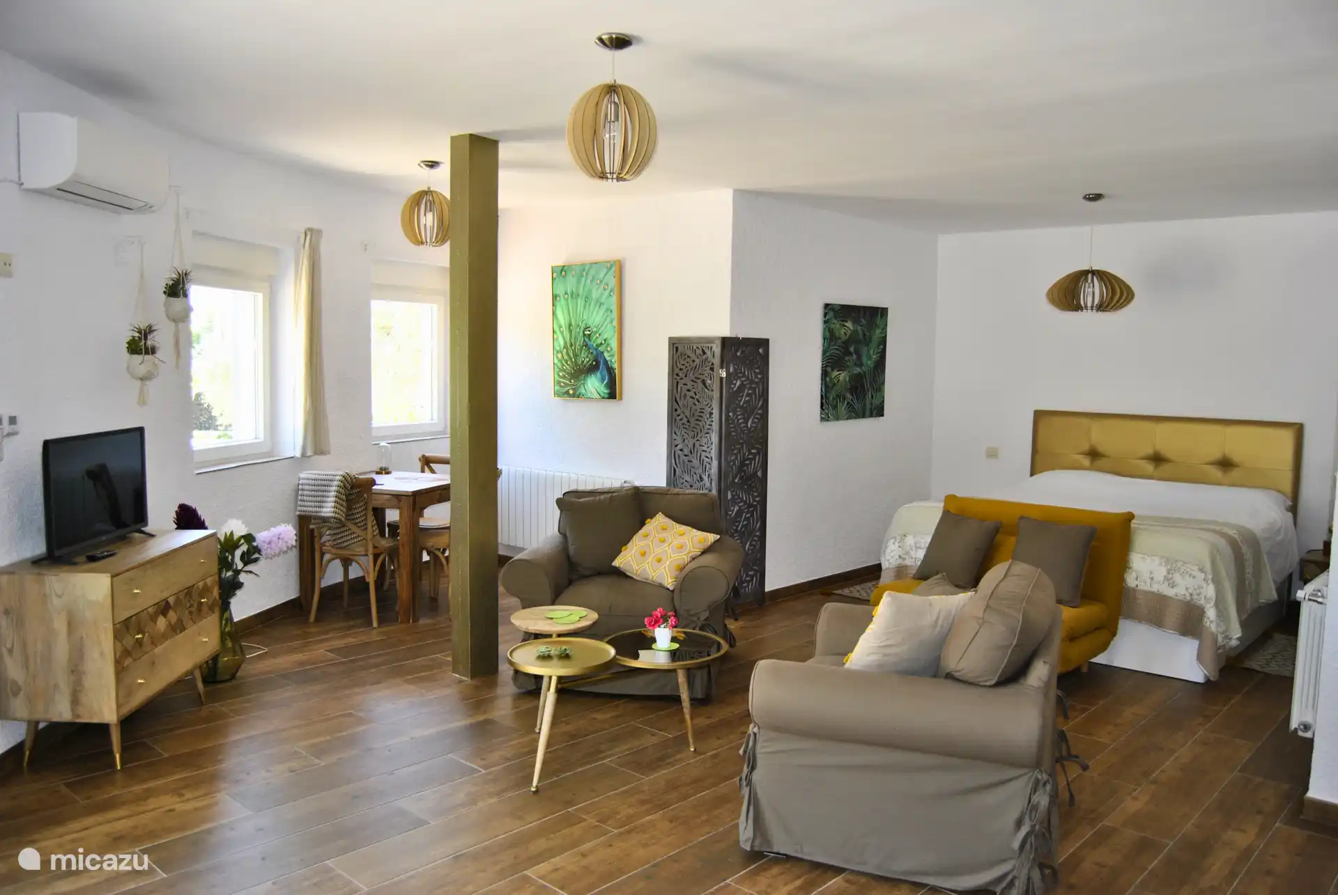 Corner studio in the basement.