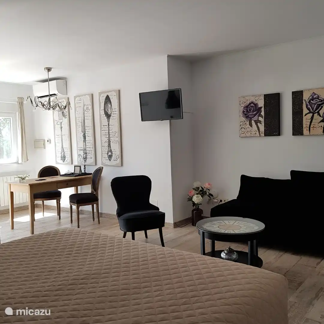 Corner studio in the basement.