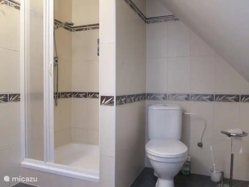 Cuarto de baño con WC arriba.