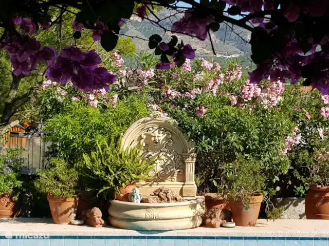 Comprar una villa en España, Costa Blanca, Alfáz del Pi - Villa Naranjo Vista a la piscina desde el patio