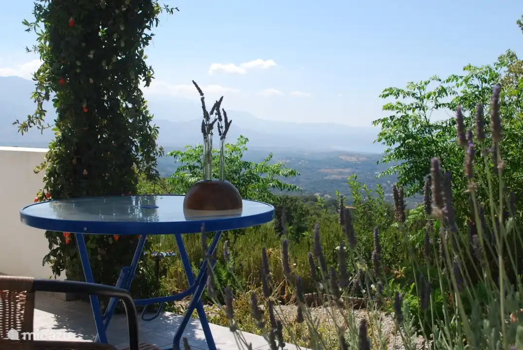 Blick von der Terrasse auf der Rückseite des Ferienhauses