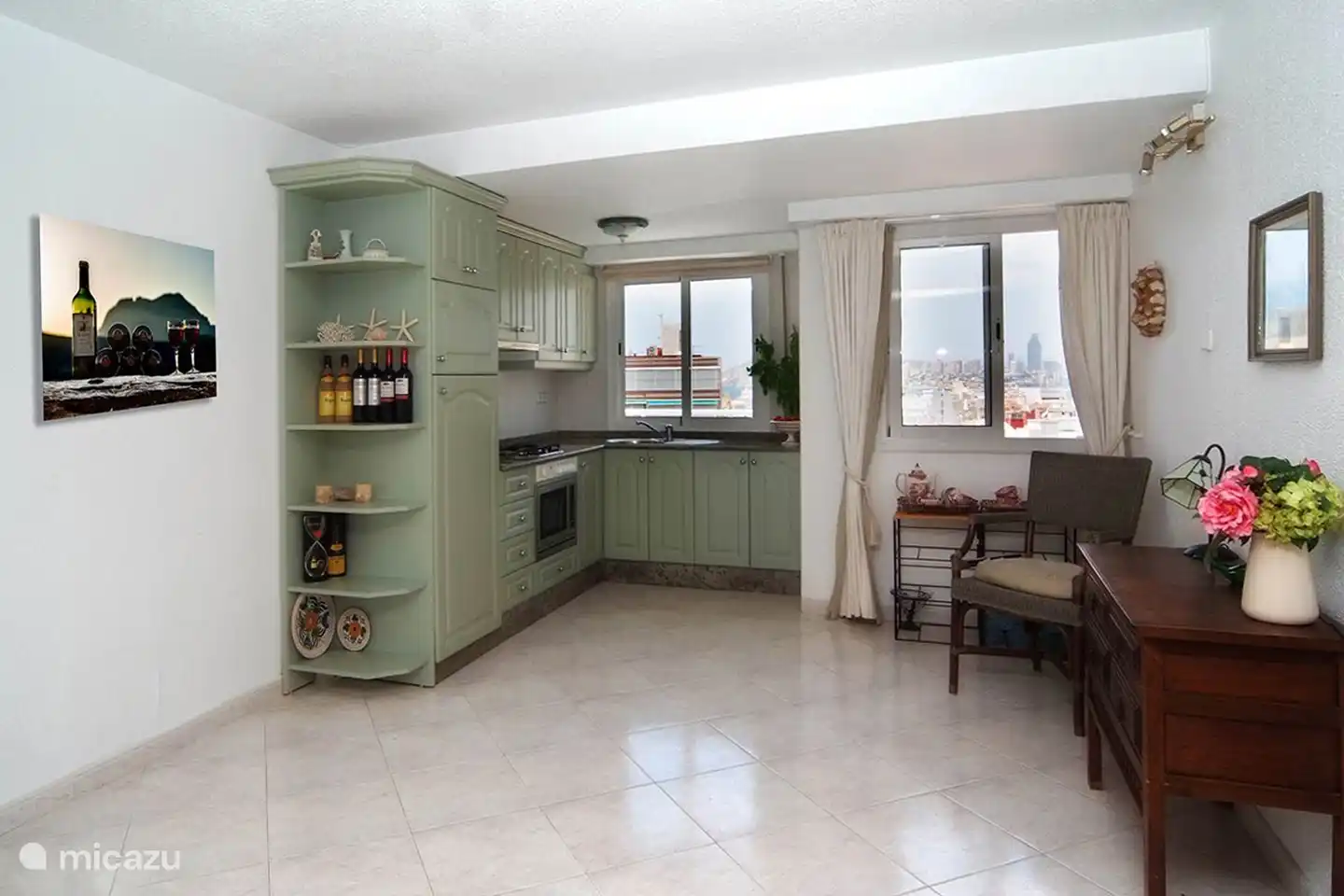 Die offene Küche/Wohnzimmer