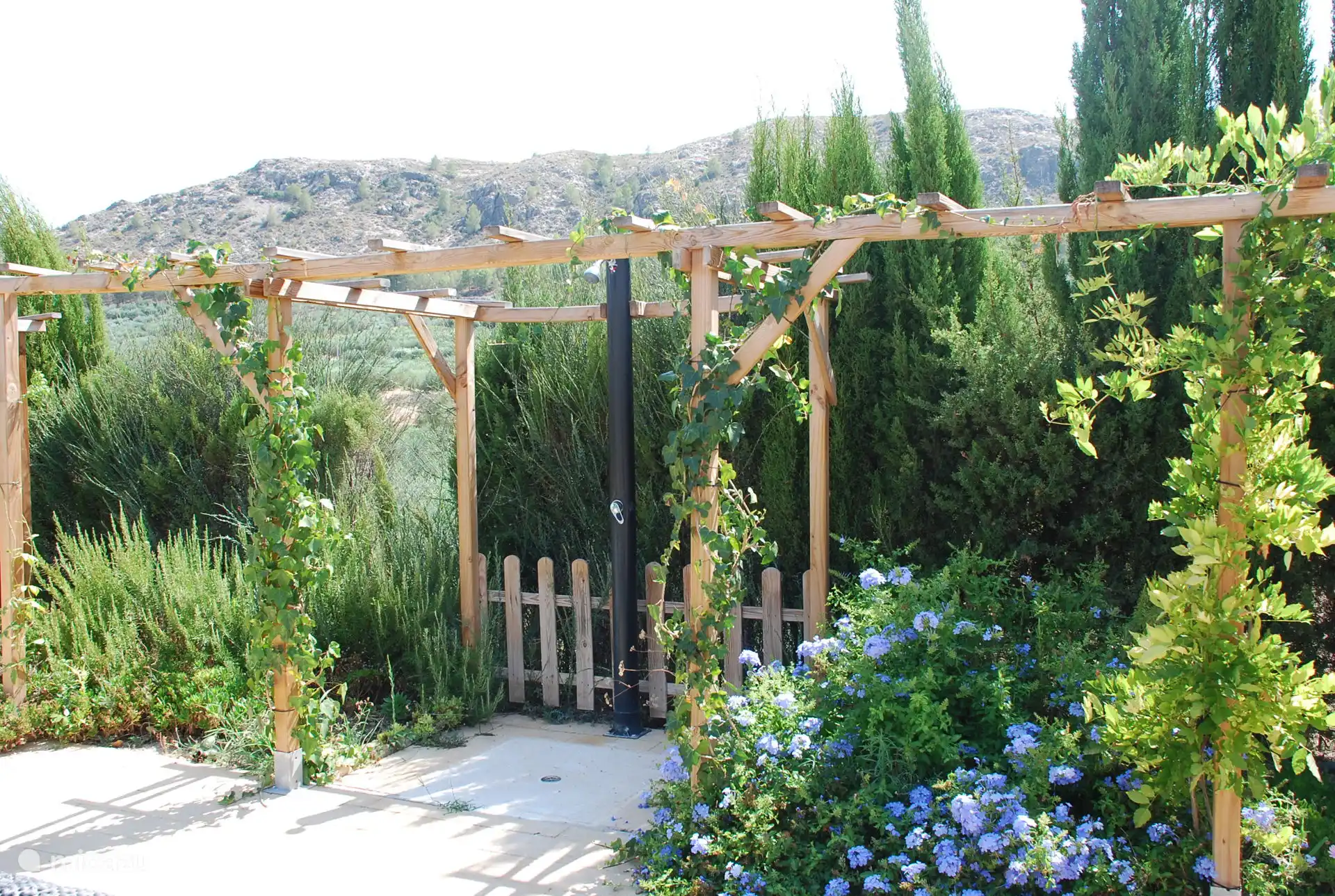 Sun-heated outdoor shower