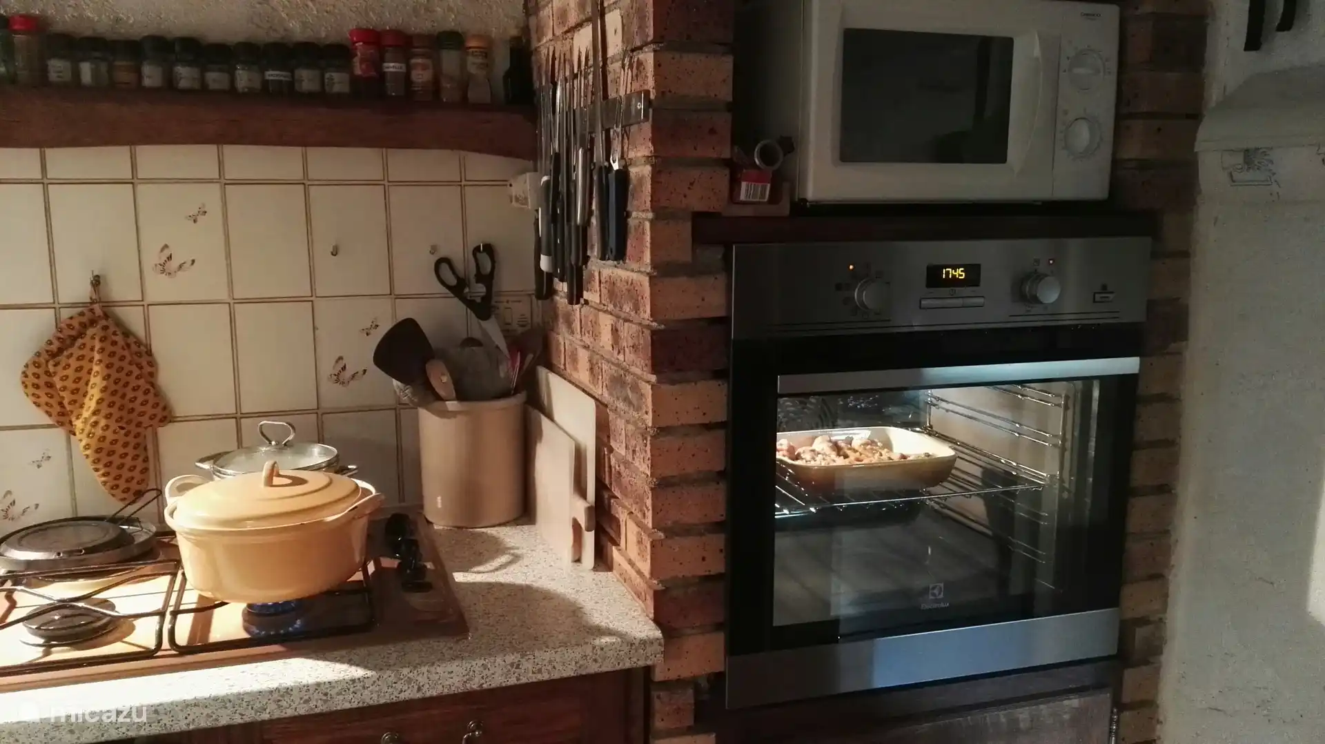 Share kitchen with large oven.