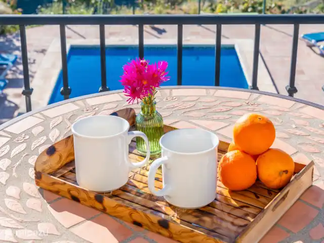 Villa El Botin | Espagne, Costa del Sol, Comares - villa Un petit café de la terrasse supérieure avec vue.