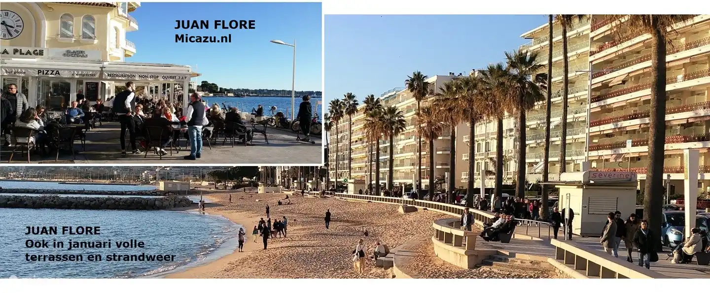 Ook in januari volle terrassen en veel mensen op het strand
