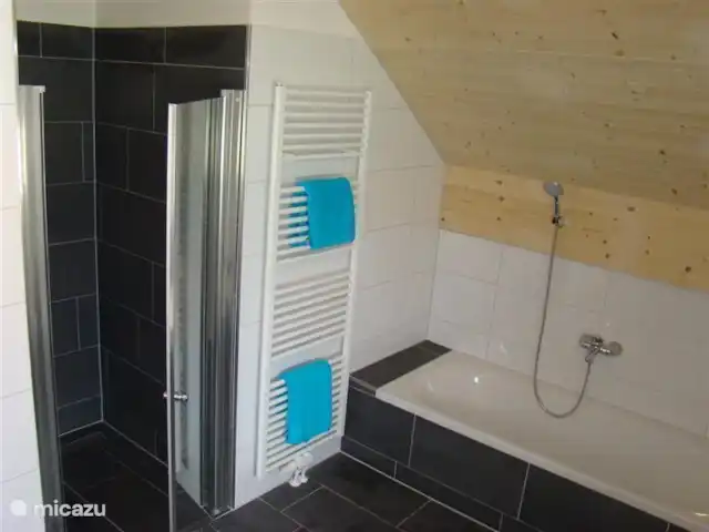 Villa Brughiera direct aan skipiste huren in Oostenrijk, Karinthië, Kötschach-Mauthen - vakantiehuis Badkamer met bad, inloop douche, tweede toilet,