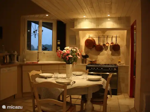 villa huren in Frankrijk, Lot, Sousceyrac – La Tour des Abeilles De gezellige woonkeuken.