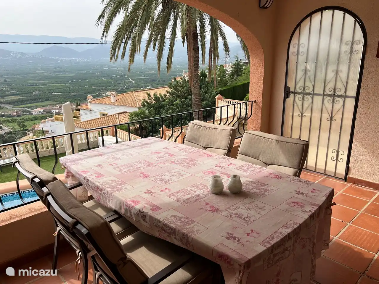 Terrace/veranda with stunning views over the valley and access to other terraces and swimming pool.