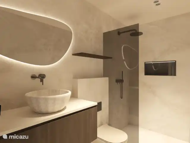 Curazao de loto amarillo en Curazao, Banda Arriba (este), Jan Thiel - villa Baño con ducha de lluvia