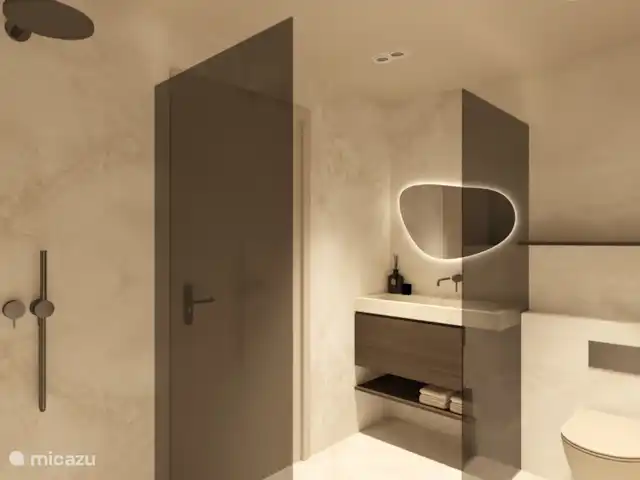 Curazao de loto amarillo en Curazao, Banda Arriba (este), Jan Thiel - villa Baño con ducha a ras de suelo y lavabo individual