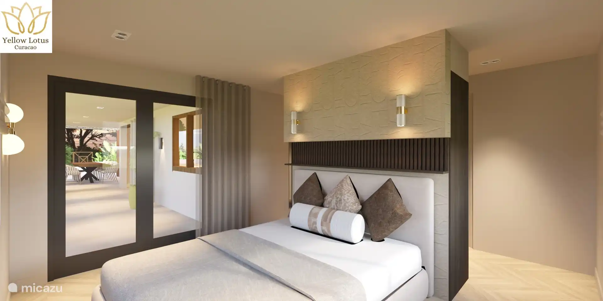 Chambre donnant sur le porche du salon