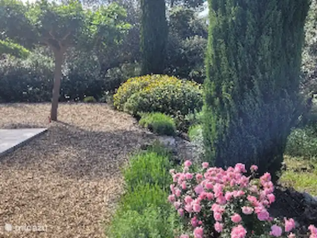 De Hertogen.Park,zwembad,golf,tennis huren in Frankrijk, Vaucluse, Saumane-de-Vaucluse - villa Achtertuin met zwembad.