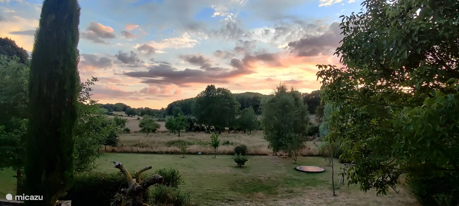 View of the garden below on a summer evening