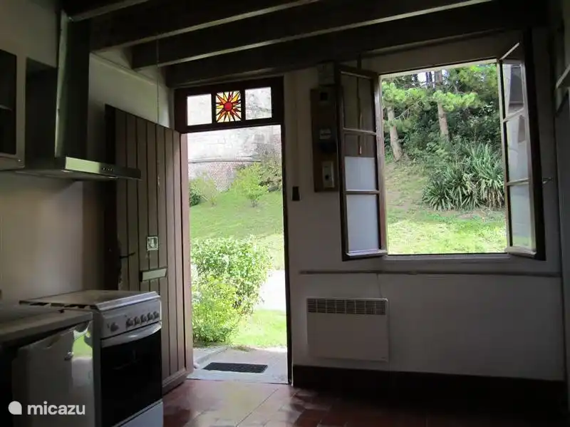 Entrance and part kitchen overlooking castle