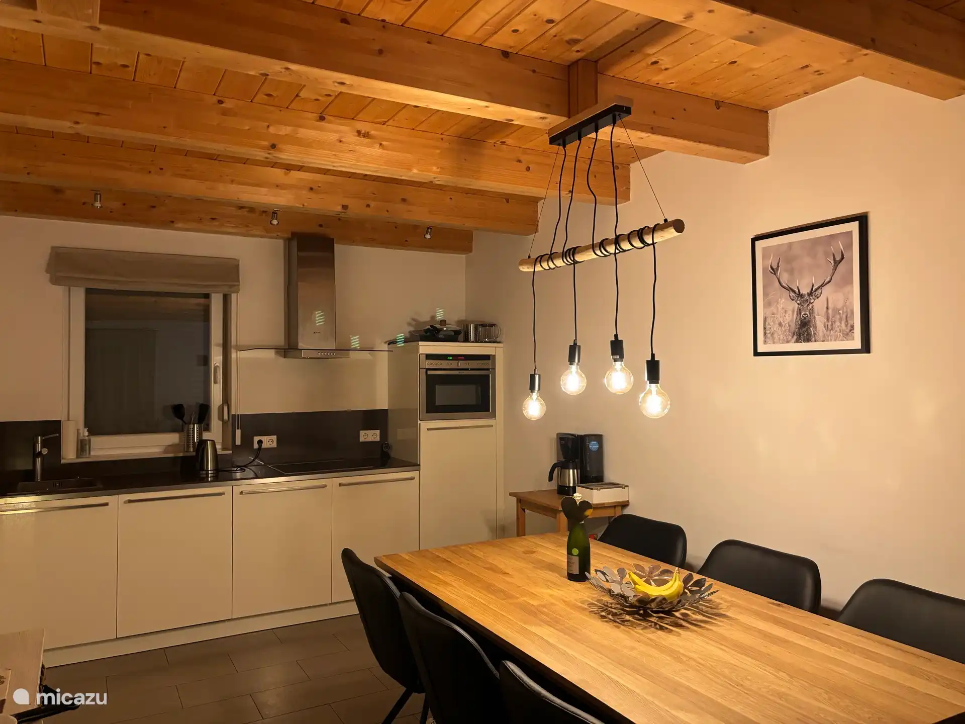 modern kitchen and lovely dining table 
