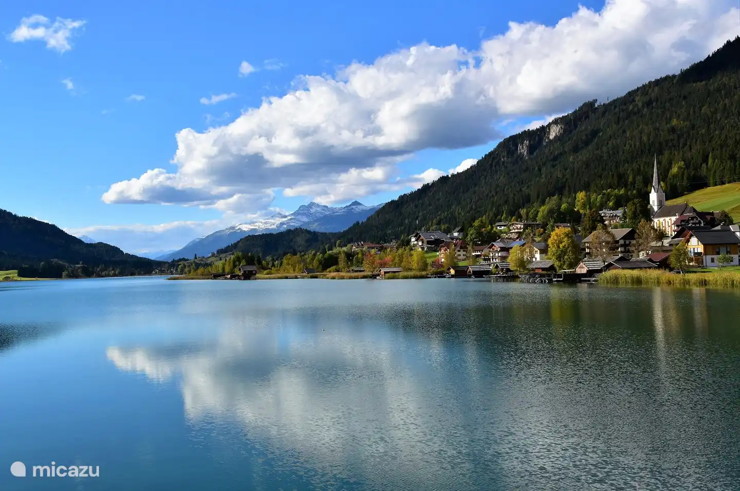 Weissensee in the summer. The alternative Elfstedentocht takes place here in winter