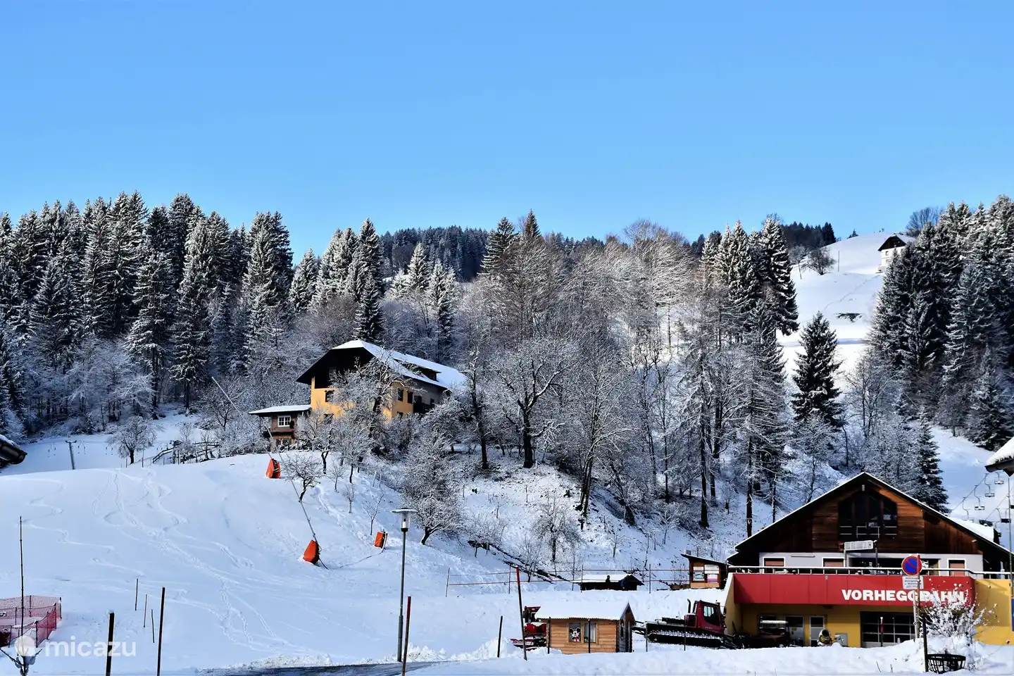 Ski slope next to the house. With enough snow you can ski right up to the door.