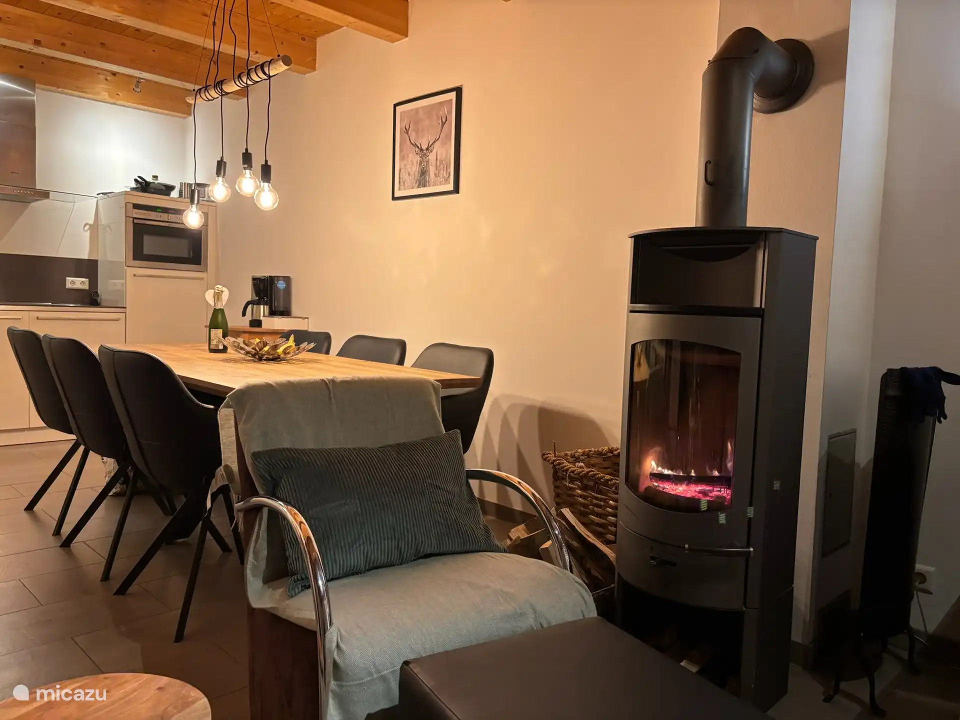 Resting by the wood-burning stove 