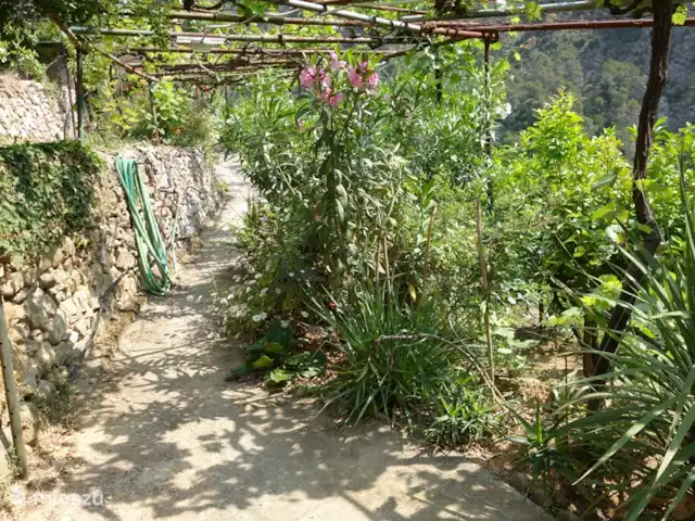 Noceire en Italia, Liguria, Airole - casa vacacional El camino principal en el jardín.