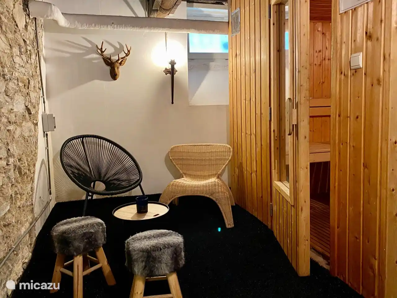 Zimmer im Keller mit Sauna und Dusche.