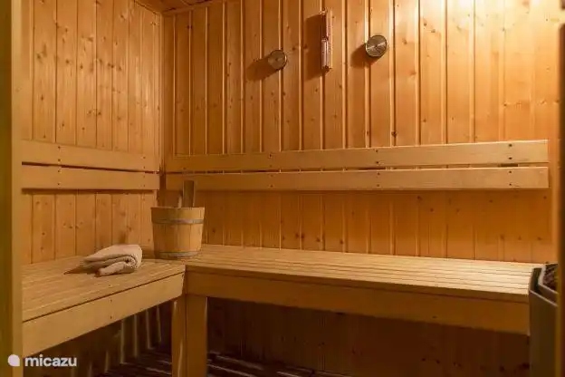 Zimmer im Keller mit Sauna und Dusche.