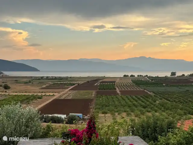 Maison de vacances avec piscine et vue mer | Grèce, Péloponnèse, Iria (Nafplion) - maison de vacances Vue depuis la terrasse le soir