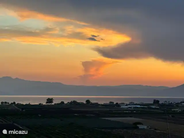Maison de vacances avec piscine et vue mer | Grèce, Péloponnèse, Iria (Nafplion) - maison de vacances Vue sur le coucher de soleil depuis la terrasse