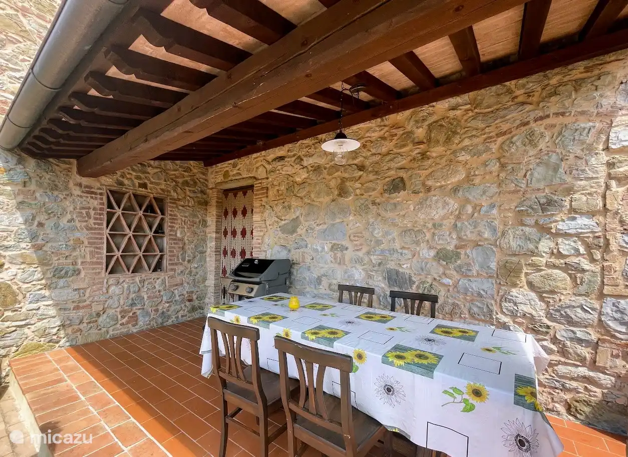 Terraza privada cubierta con barbacoa