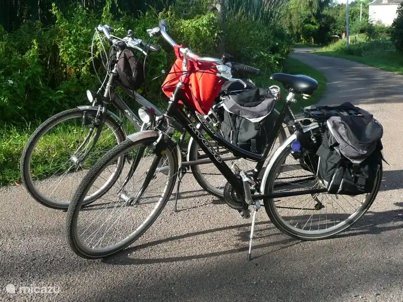 A louer : ces deux vélos de 21 vitesses avec double sacoche. La selle et le guidon sont faciles à régler ! 
