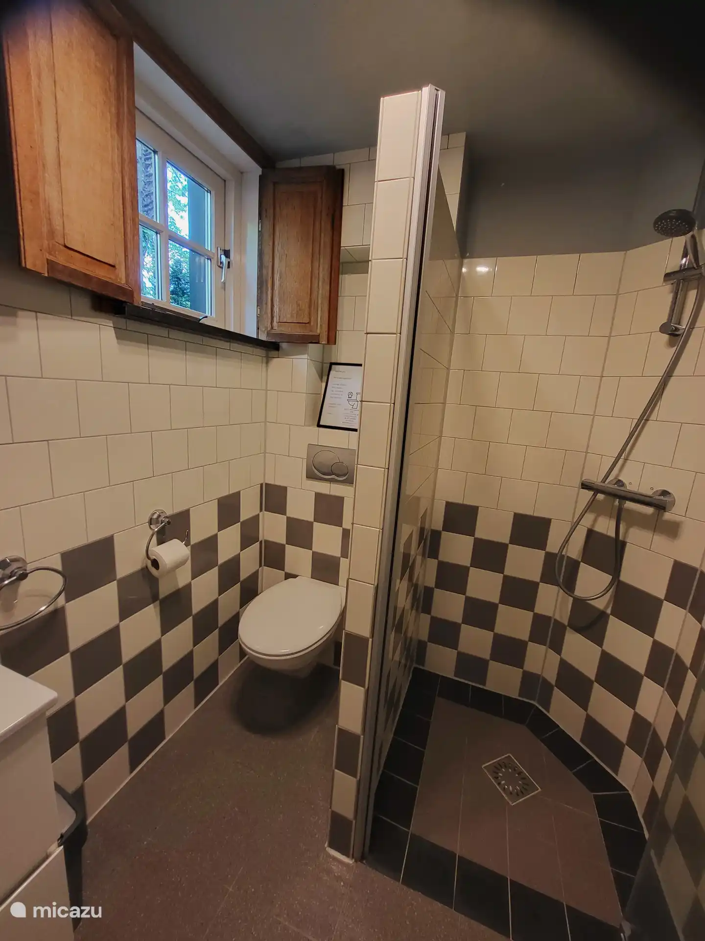 bathroom with walk-in shower and toilet
