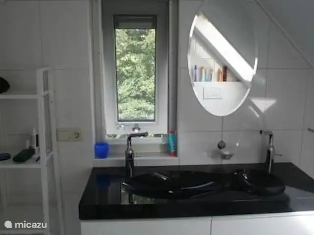 vista al campo en Países Bajos, Frise, Sint Nicolaasga - casa vacacional Baño en el piso.