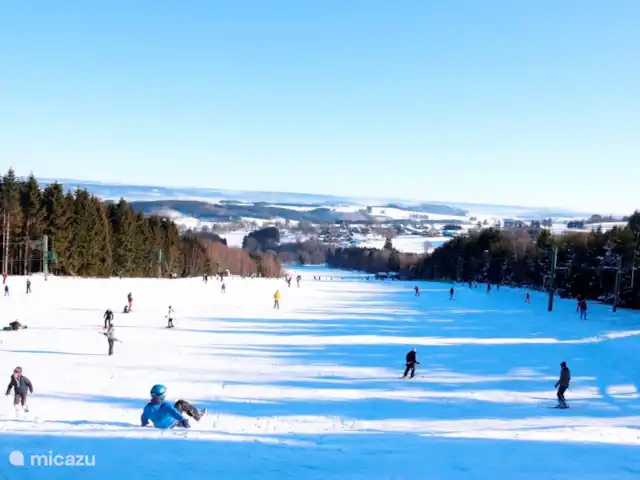 Maison de vacances familiale Gite Ardennais  | Belgique, Ardennes, Fraiture - maison de vacances Depuis la piste de ski, la Baraque de Fraiture a vue sur le village de Fraiture