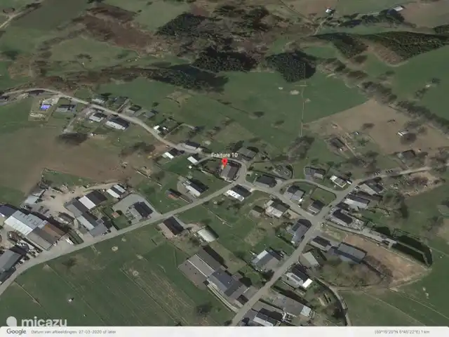 Maison de vacances familiale Gite Ardennais  | Belgique, Ardennes, Fraiture - maison de vacances Carte postale Google Earth du village de Fraiture, avec Gîte rural Ardennais n°10