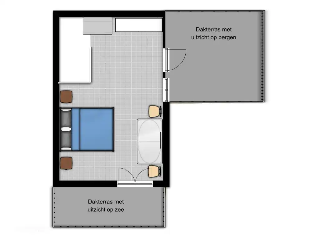 Plattegrond bovenverdieping met dakterrassen
