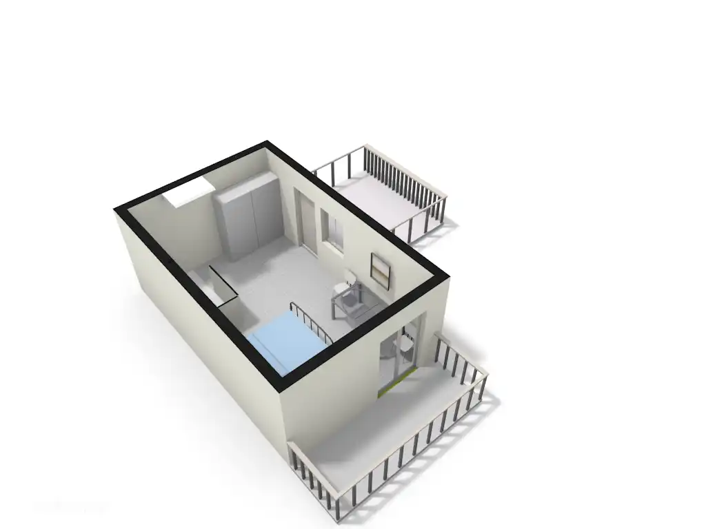 3D bovenverdieping met dakterrassen
