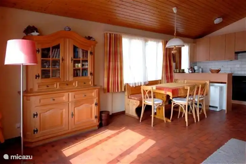 Upper part (2 bedrooms): spacious dining area with table for 10 people if possible to use the entire chalet with 2 families or group of friends