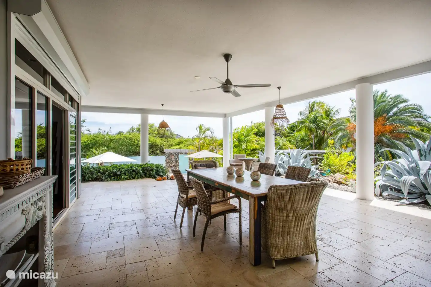 Large dining table on covered terrace in all weathers nice outdoor dining