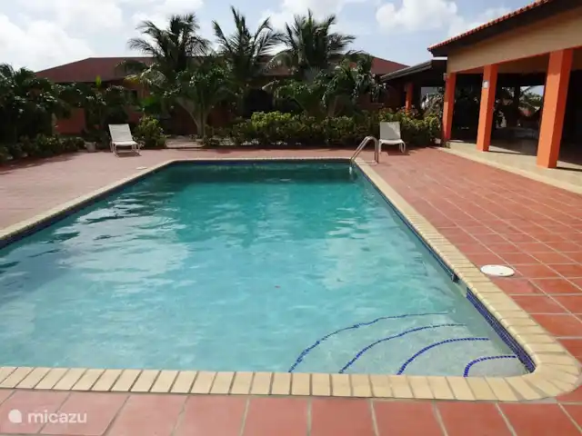 Villa J van Domburg huren in Aruba, Paradera, Rooi Afo - villa Door een volgroeide tuin van verschillende palmen en andere tropische planten en bomen worden de  appartementen en het huis van elkaar gescheiden.