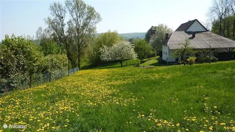 Entlang, während herumlaufen. Hügelige Landschaft mit schöner Aussicht.