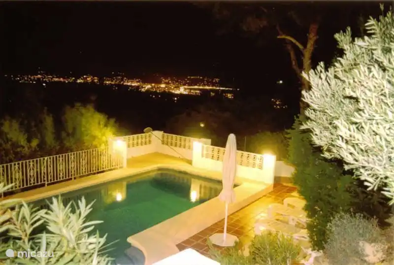 View at night from the balcony.