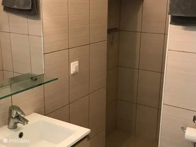 Villa Kerasi piscine plage vue mer | Grèce, Péloponnèse, Evangelismos - villa Salle de bain en bas. avec douche et toilettes. Sèche-cheveux est disponible.