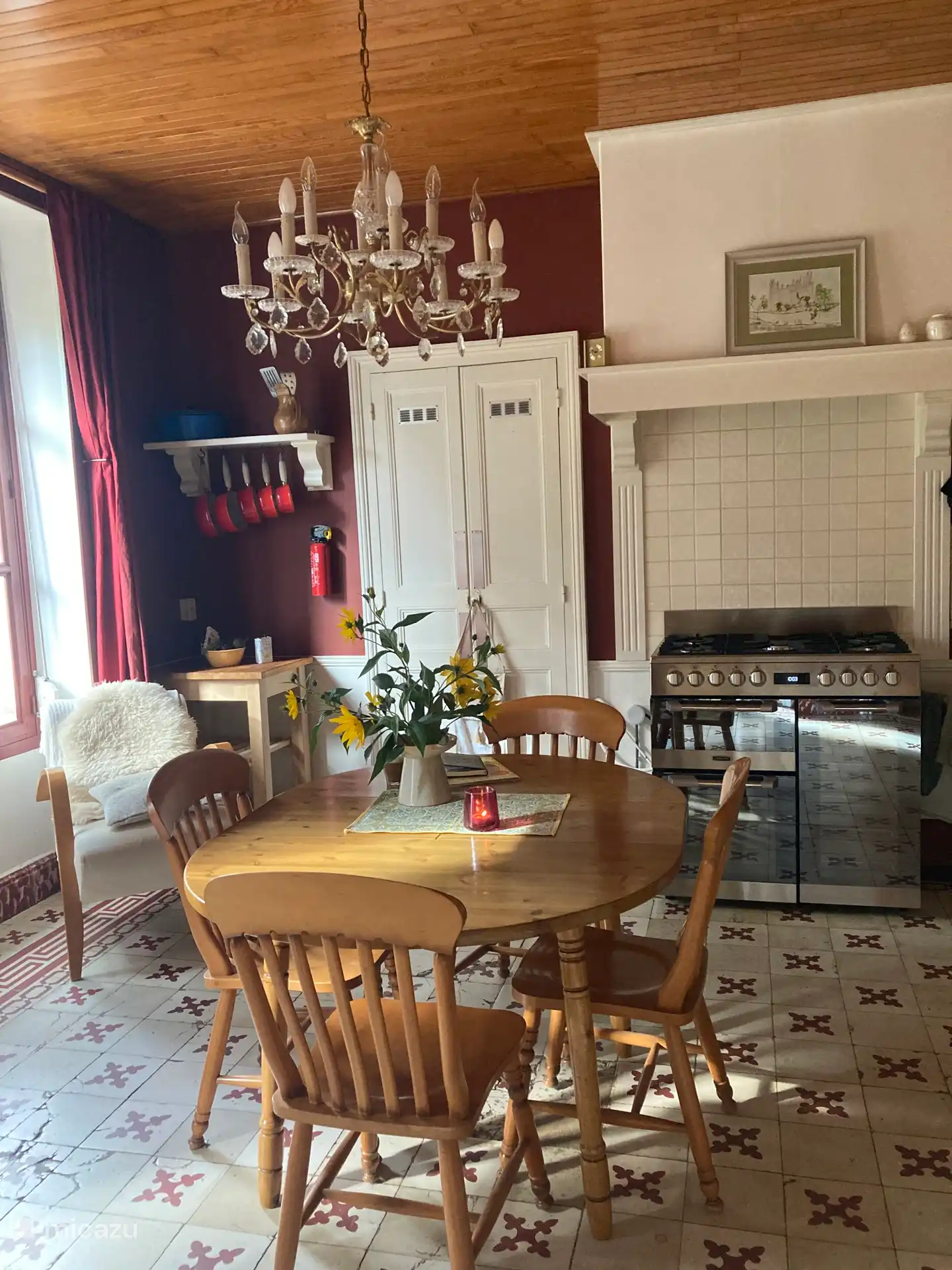 Lovely cozy kitchen with 5-burner gas stove and 3 ovens