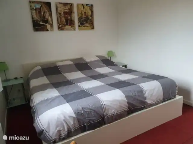 Dordoña, Villa Condat en Francia, Dordoña, Condat-sur-Trincou - casa vacacional La cama doble en el dormitorio principal. 1,80 por 2 m.