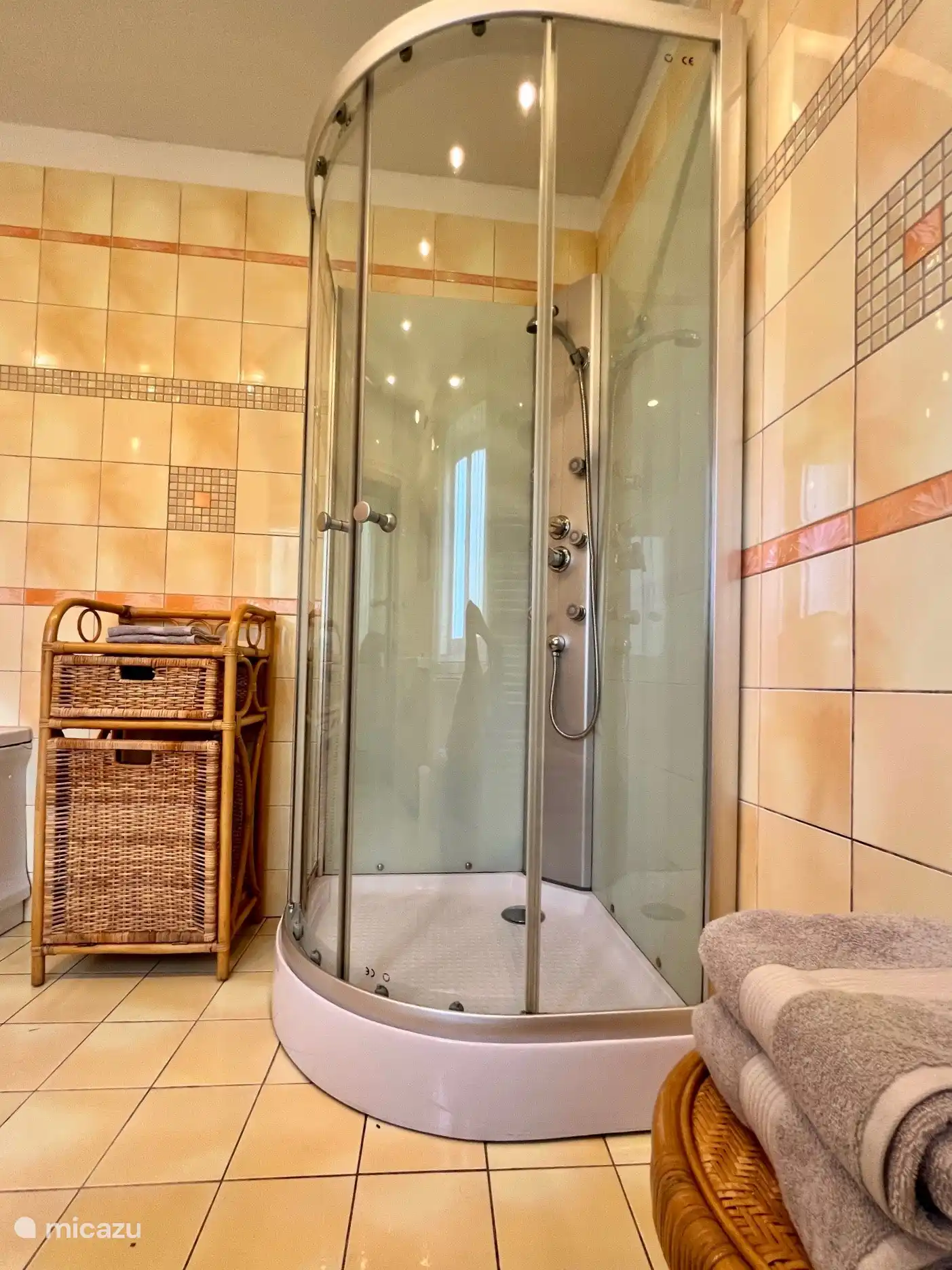 La ducha con chorros de masaje en el baño