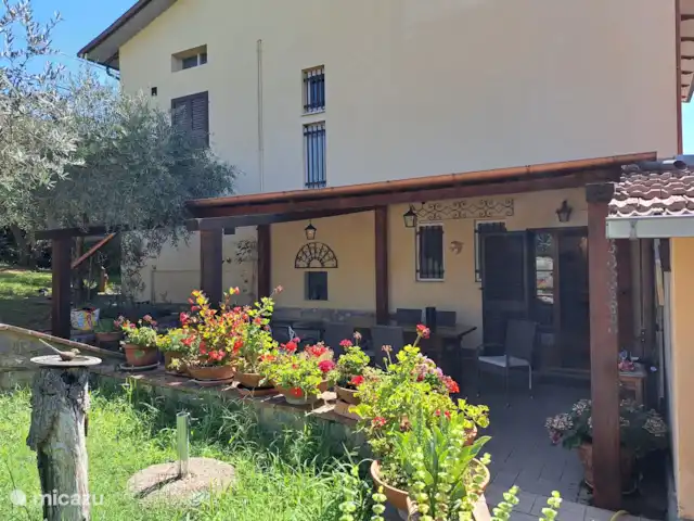 vakantiehuis huren in Italië, Umbrië, Panicale – Casa delle Rondini Terras  onder de pergola
