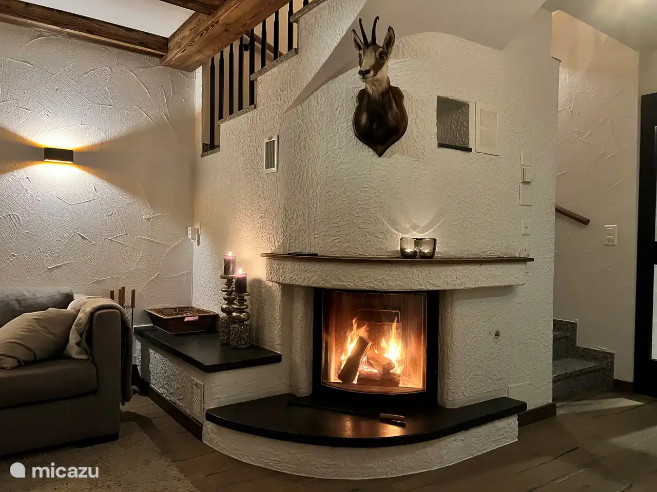 Cozy wood fireplace