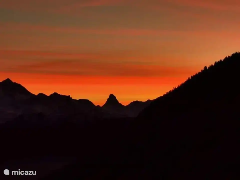 View from the balcony of the Matterhorn. Beautiful skies.